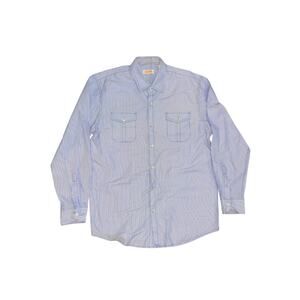 Michael Brandon Men's Button Down Blue Striped Shirt Size XL